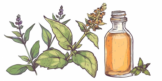 uma garrafa de azeite com uma flor nela