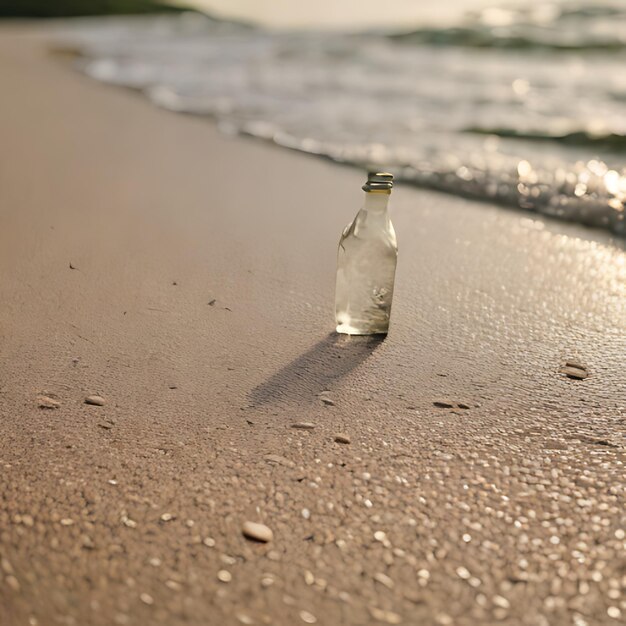 Foto uma garrafa de gaivota sentada na praia