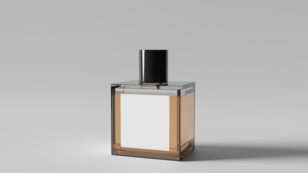 uma garrafa de perfume com uma tampa preta