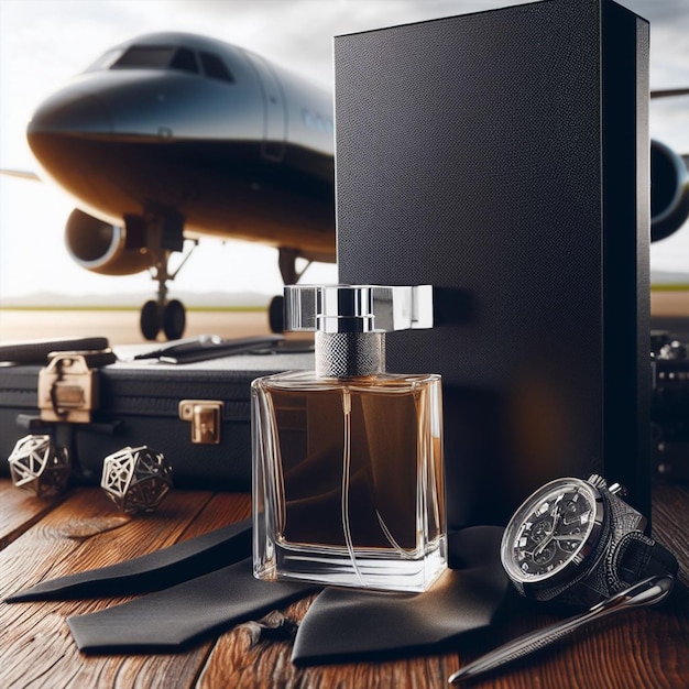 Foto uma garrafa de perfume masculino de luxo um presente amoroso para um homem especial para design de modelo de mídia social