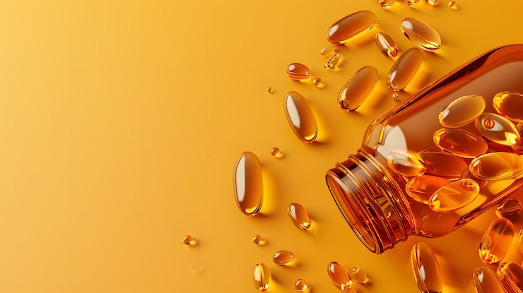 Foto uma garrafa de pílulas que é laranja e tem um fundo branco