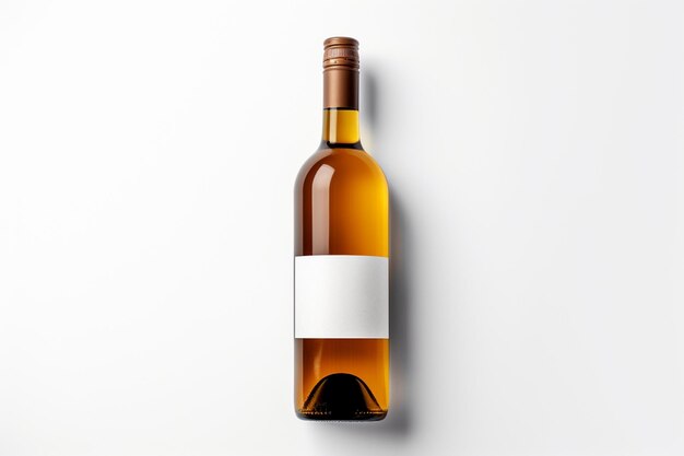 Uma garrafa de vinho em um fundo branco