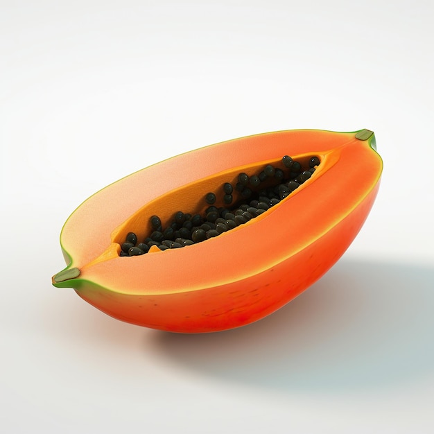 uma geração ilustrada de bonitos desenhos animados em 3D de frutas de papaia isoladas brancas