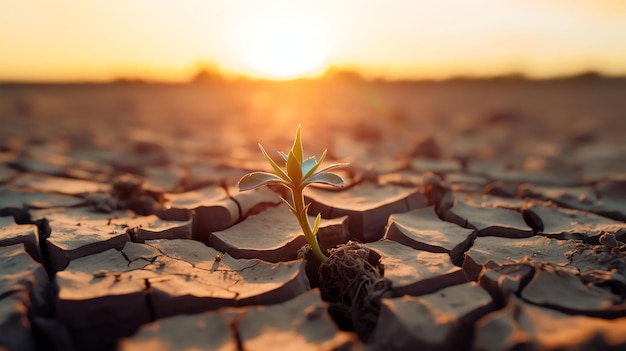 uma gota de água caindo no solo rachado a paisagem