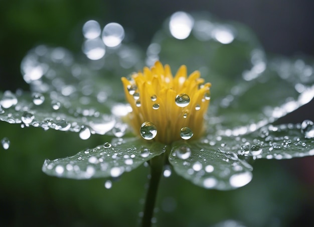Foto uma gota de chuva que nutre a flor belas flores com gotas de água
