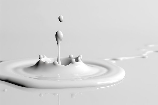 Foto uma gota de leite com uma gota de água isolada em fundo branco
