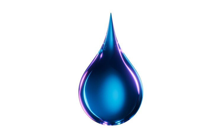 Foto uma gota líquida com renderização 3d de estilo néon