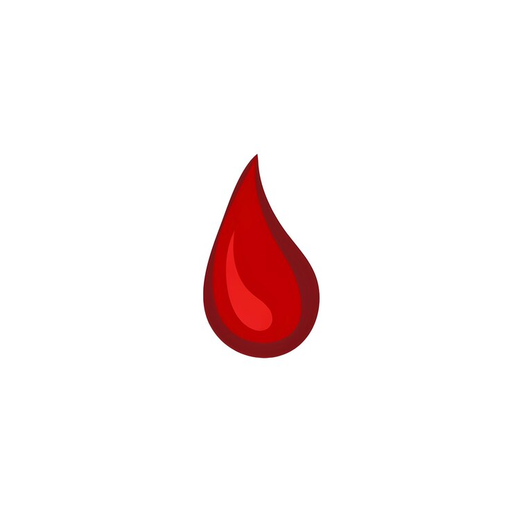 Foto uma gota vermelha de sangue é mostrada em um fundo branco