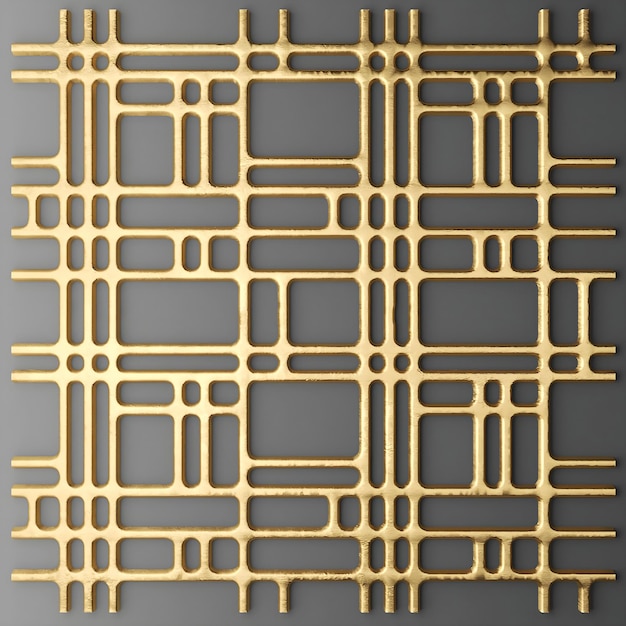 Uma grade de metal dourado com um padrão circular
