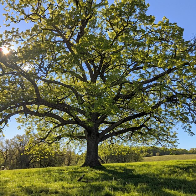 Foto uma grande árvore na primavera