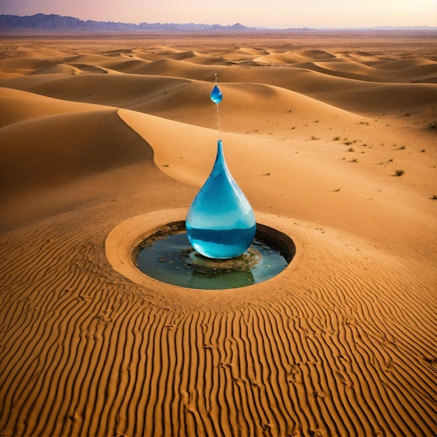 Uma grande gota de água no meio do deserto