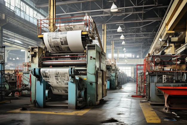 Foto uma grande máquina em uma fábrica com a palavra tp no lado