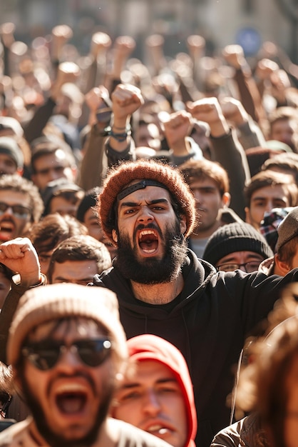 Foto uma grande multidão enfurecida participando de um protesto