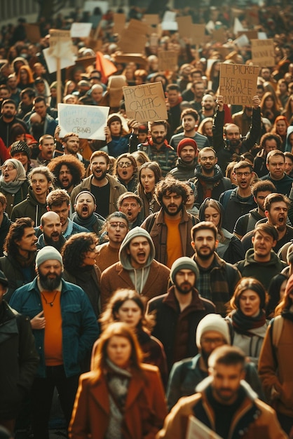 Foto uma grande multidão enfurecida participando de um protesto