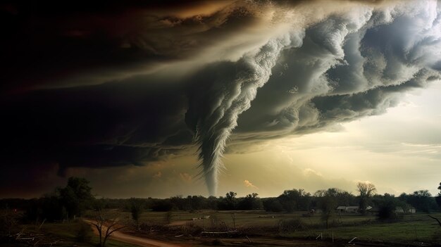 Foto uma grande nuvem de tornado está na imagem ai generativa do céu