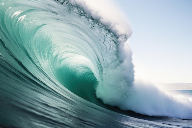 uma grande onda a bater no oceano num dia ensolarado