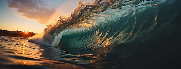 Uma grande onda do mar a surfar