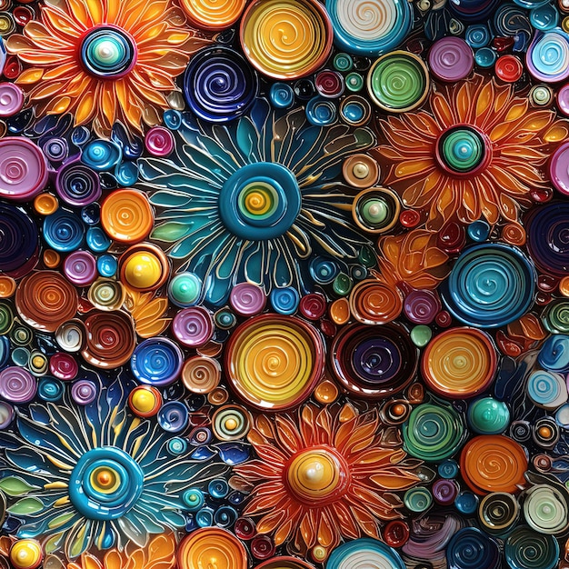 uma grande pilha de flores de papel coloridas