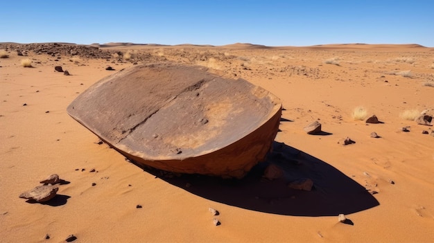 uma grande rocha no deserto