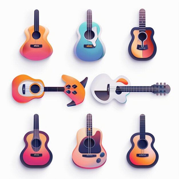 uma guitarra colorida com um desenho colorido