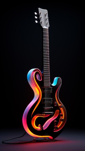 Foto uma guitarra com a palavra elétrica