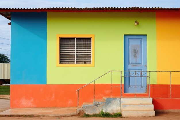 Foto uma habitação simples pintada com tinta colorida fresca