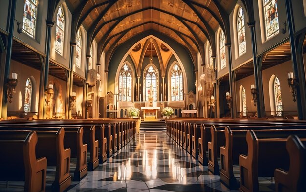 Uma igreja com uma igreja com uma igreja com uma cruz no chão