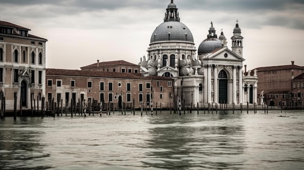 Uma igreja em veneza com céu nublado