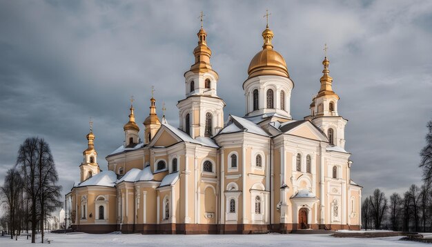 Foto uma igreja na neve.