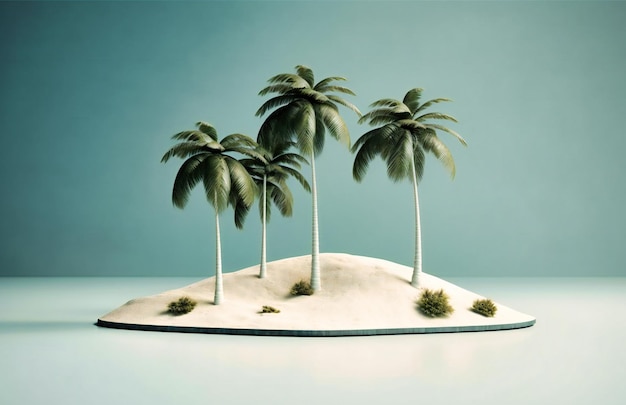 Uma ilha branca com duas palmeiras