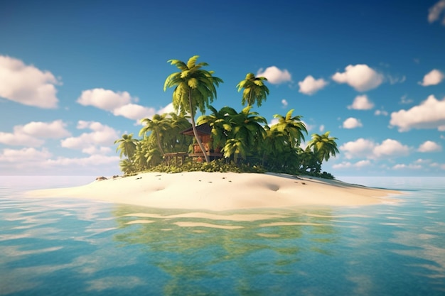 Foto uma ilha tropical com palmeiras no meio