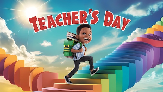 uma ilustração 3D alegre para um cartaz do Dia dos Professores gerado por Ai