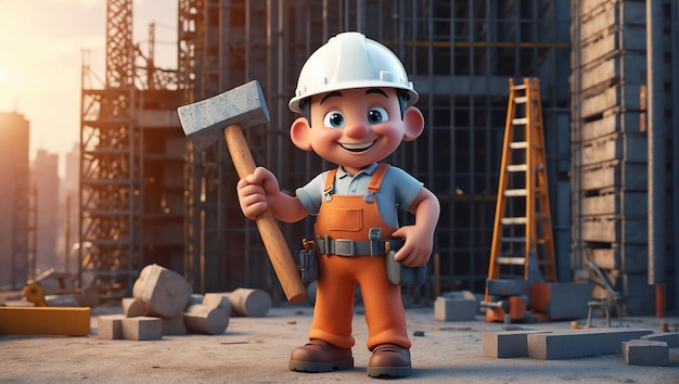 Foto uma ilustração 3d cinema 4d de uma construção fullbody