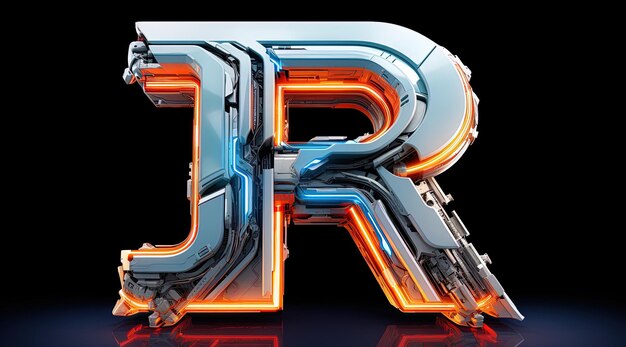 uma ilustração 3D colorida de uma letra r com as letras r sobre ela