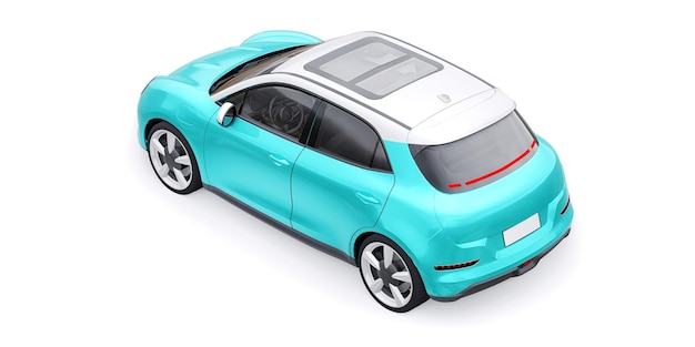 Uma ilustração 3D de carro hatchback elétrico bonitinho