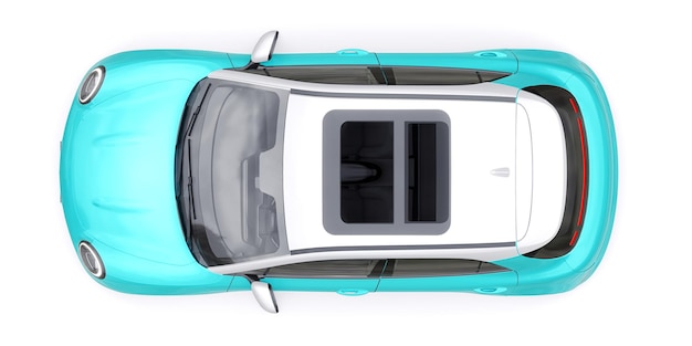 Uma ilustração 3d de carro hatchback elétrico bonitinho