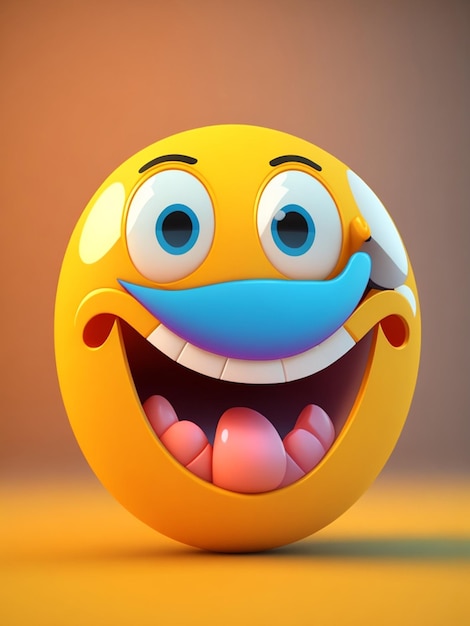 Uma ilustração 3D de emoji de sorriso