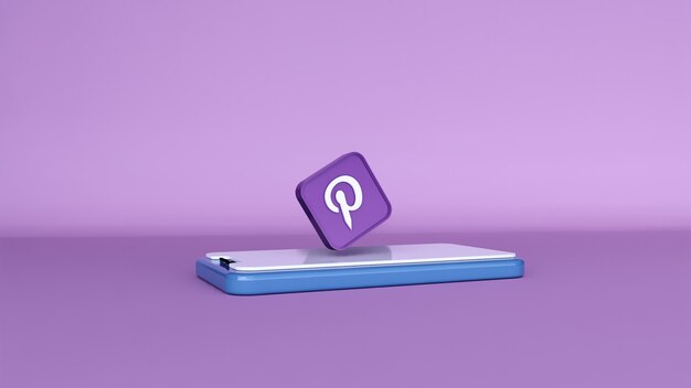 uma ilustração 3D do Pinterest pelo telefone