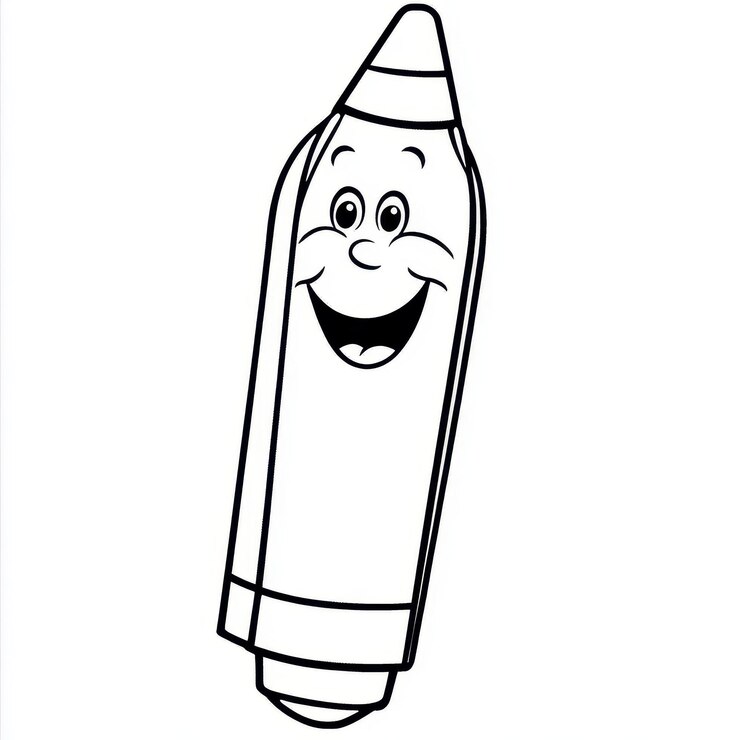 Foto uma ilustração alegre de lápis de cor com um rosto sorridente perfeita para atividades de coloração e crianças