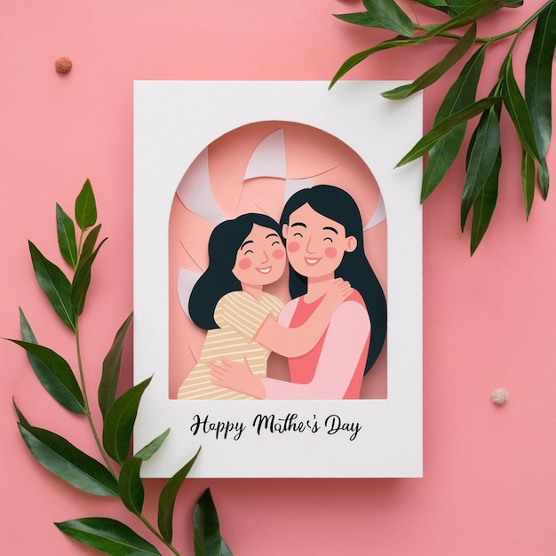 Uma ilustração calorosa e minimalista do Dia da Mãe
