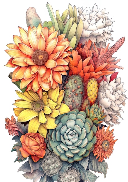 uma ilustração colorida de flores e plantas de John Lewis.