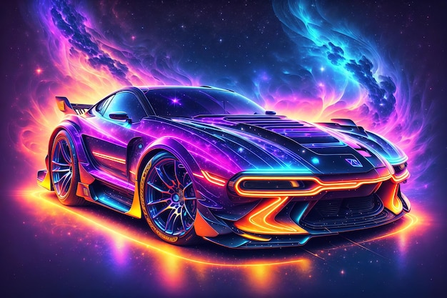 Uma ilustração colorida de um carro esportivo com as palavras dodge challenger na frente.