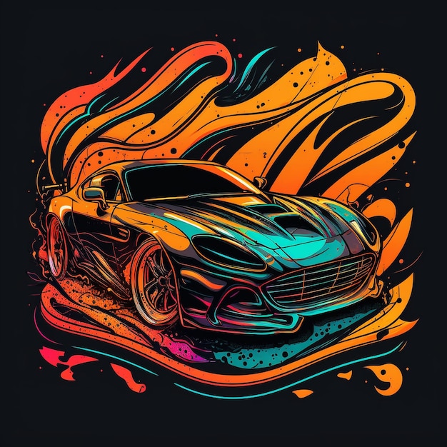 Desenho de Carro esportivo pintado e colorido por Thainabn o dia