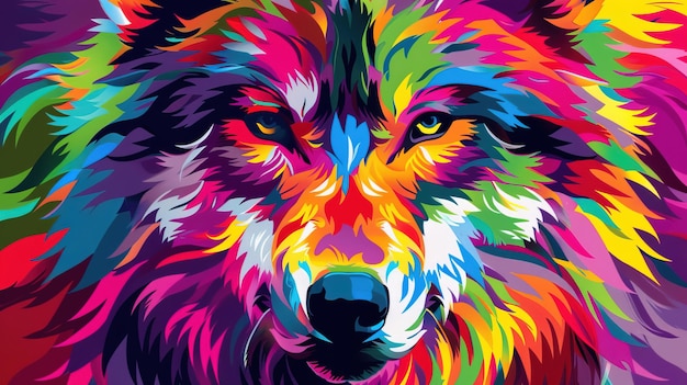 uma ilustração colorida de um lobo do ano do ano