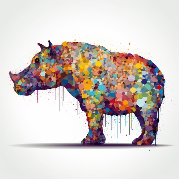 Foto uma ilustração colorida de um rinoceronte com as cores do arco-íris.
