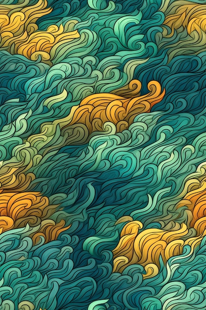 Uma ilustração colorida de uma onda do mar com as palavras "a palavra" na parte inferior. "