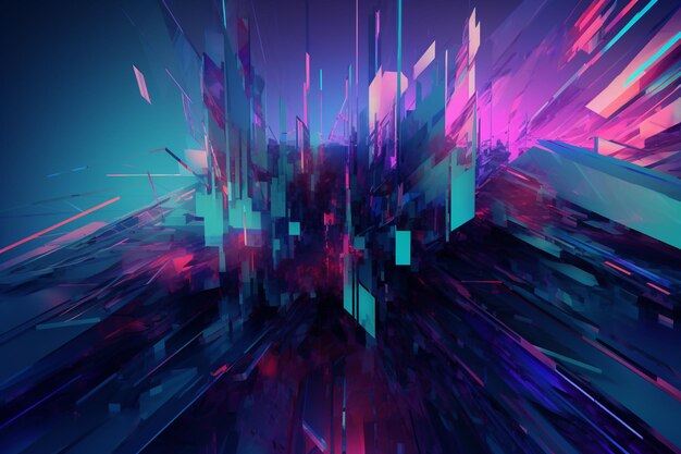 Uma ilustração de arte digital de um fundo roxo e azul com as palavras 'cyberpunk' nele