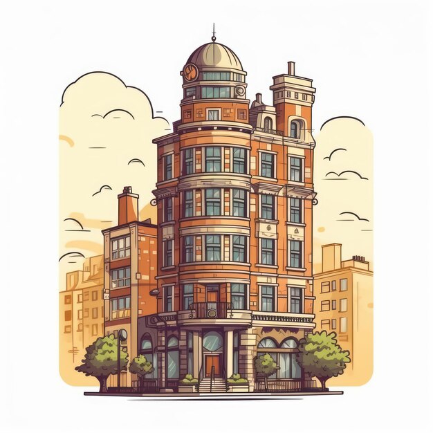 Uma ilustração de desenho animado da cidade de Londres