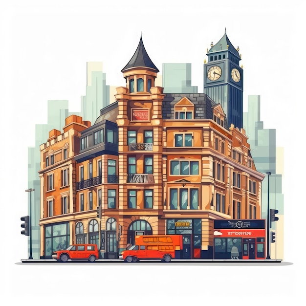 Uma ilustração de desenho animado da cidade de Londres