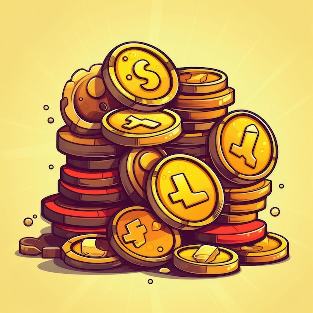 Foto uma ilustração de desenho animado de moedas de dinheiro